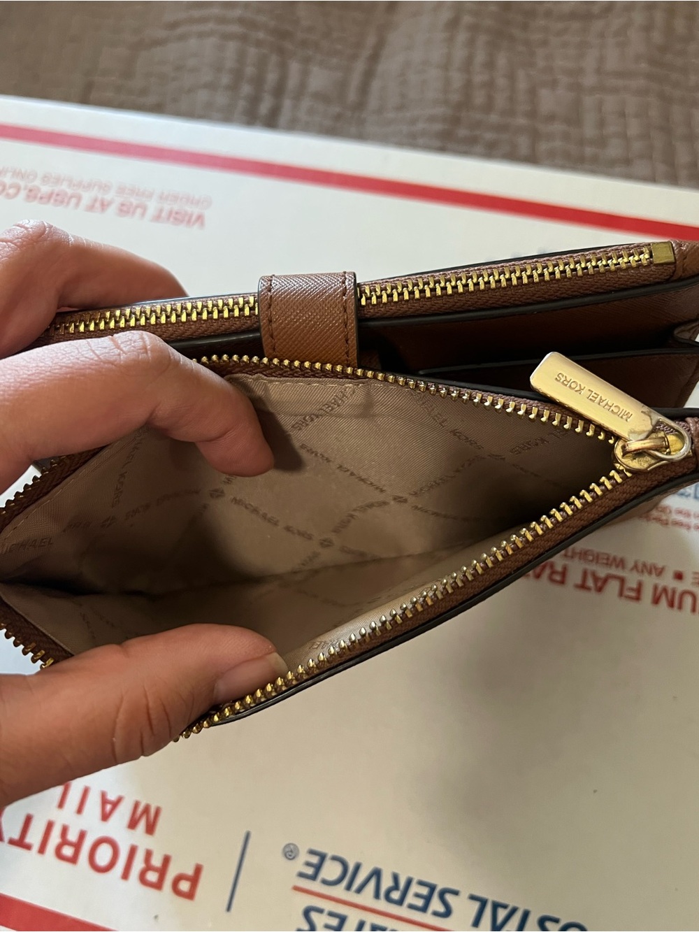 Michael Kors Jet Set Travel Brown Large Double Zip Wristlet Wallet Leather - Picture 5 of 14